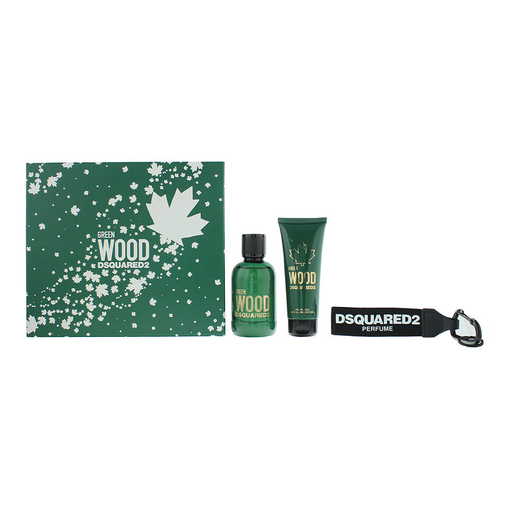 Dsquared2 Green Wood 3 Piece Gift Set: Eau de Toilette 100ml - Shower Gel 150ml 