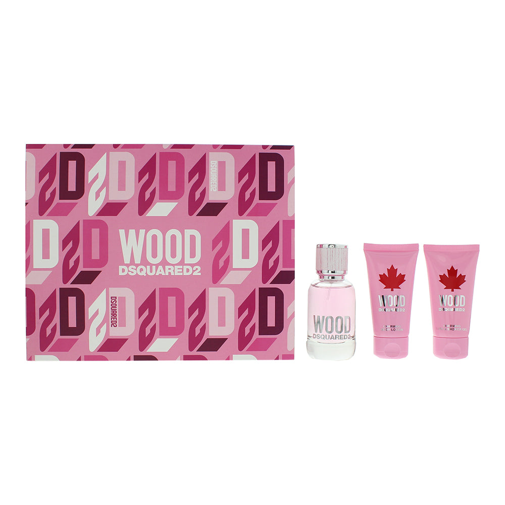 Dsquared2 Wood 3 Piece Gift Set: Eau de Toilette 50ml - Shower Gel 50ml - Body L
