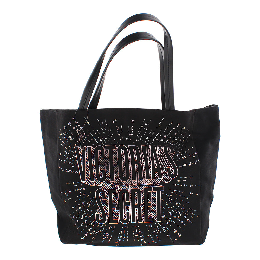 Victoria's Secret Black Canvas Tote Shoulder Bag 