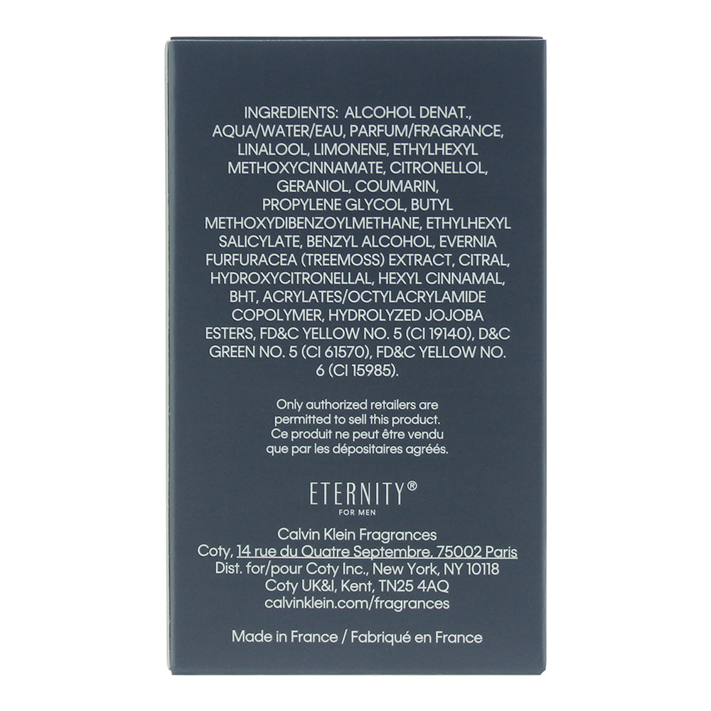 Calvin Klein Eternity For Men Eau de Toilette 30ml - Ingredients
