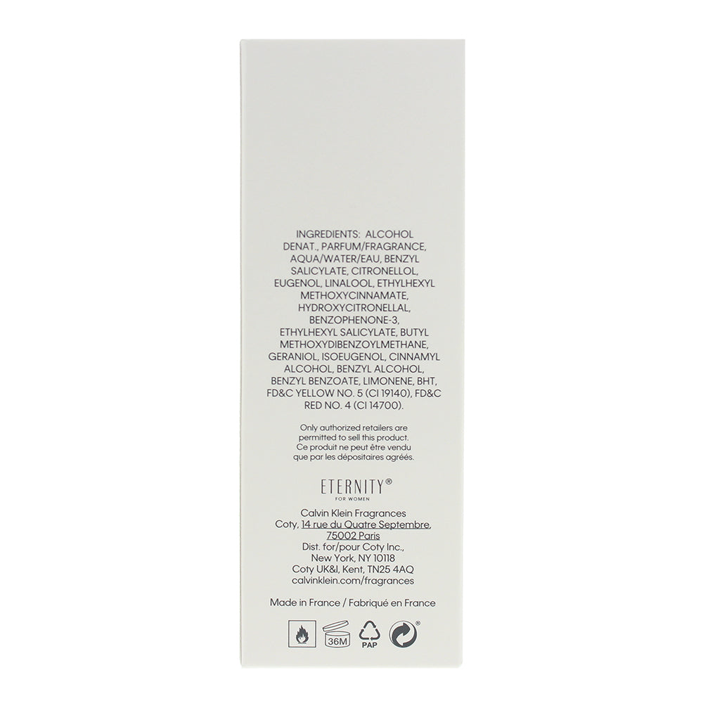 Calvin Klein Eternity For Women Eau de Parfum 50ml - Ingredients