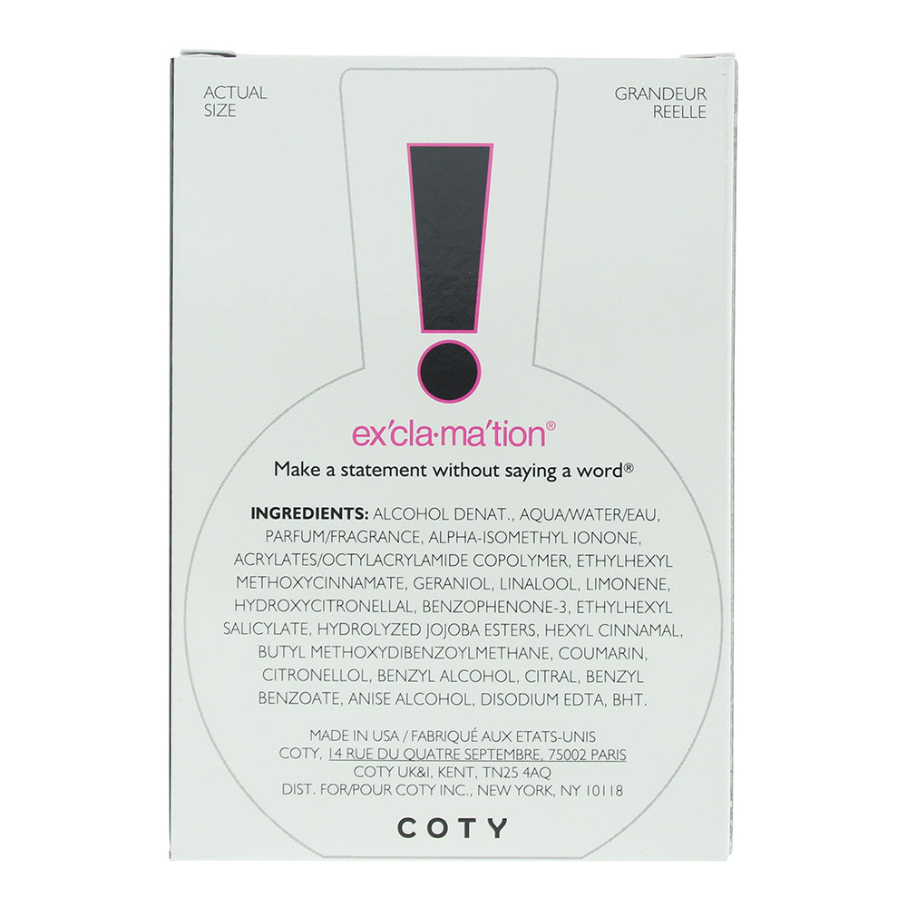 Coty Ex'cla·Ma'tion Eau de Cologne 50ml - Ingredients