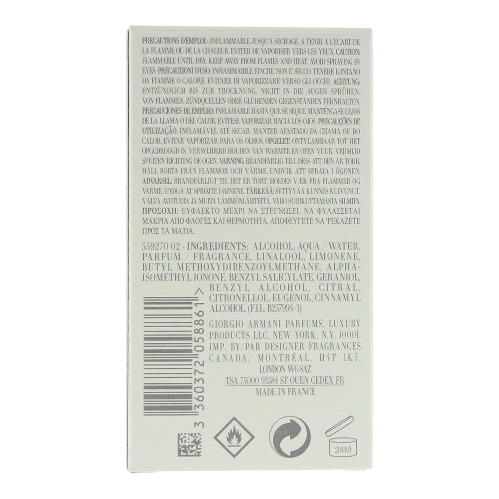 Giorgio Armani Acqua Di Giò Pour Homme Eau de Toilette 50ml - Ingredients