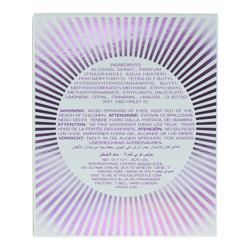 Police To Be Woman Eau de Parfum 125ml - Ingredients