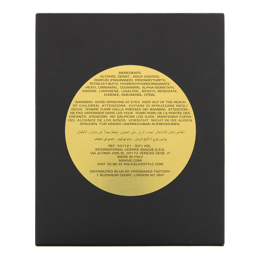 Police To Be The King Eau de Toilette 125ml - Ingredients