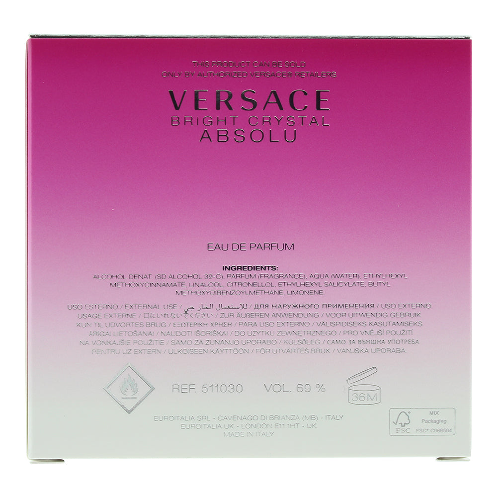 Versace Bright Crystal Absolu Eau de Parfum 50ml - Ingredients