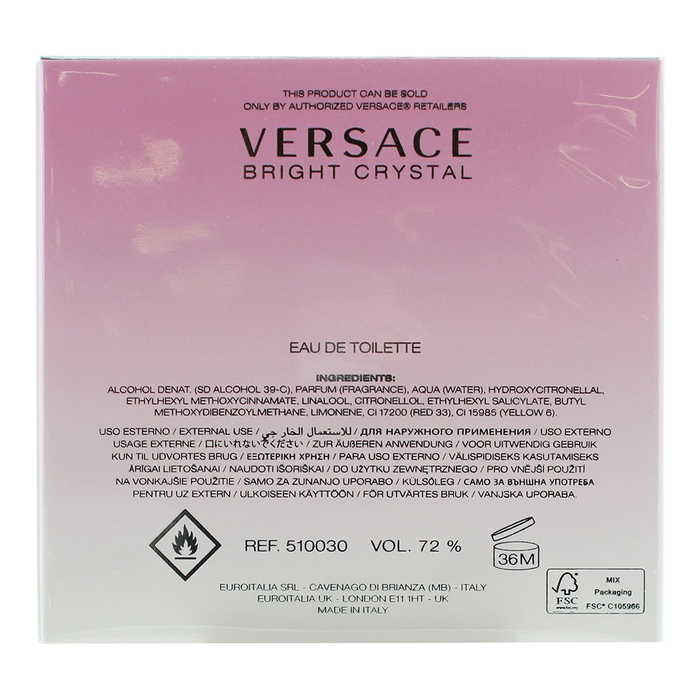 Versace Bright Crystal Eau de Toilette 50ml - Ingredients