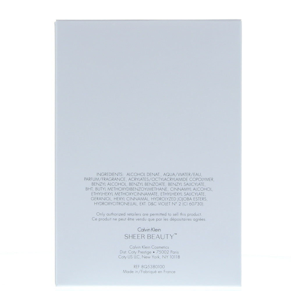 Calvin Klein Sheer Beauty Essence Eau de Toilette 100ml - Ingredients