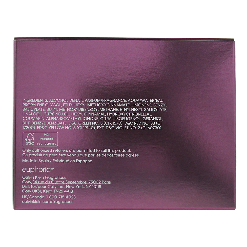 Calvin Klein Euphoria Eau de Parfum 50ml - Ingredients