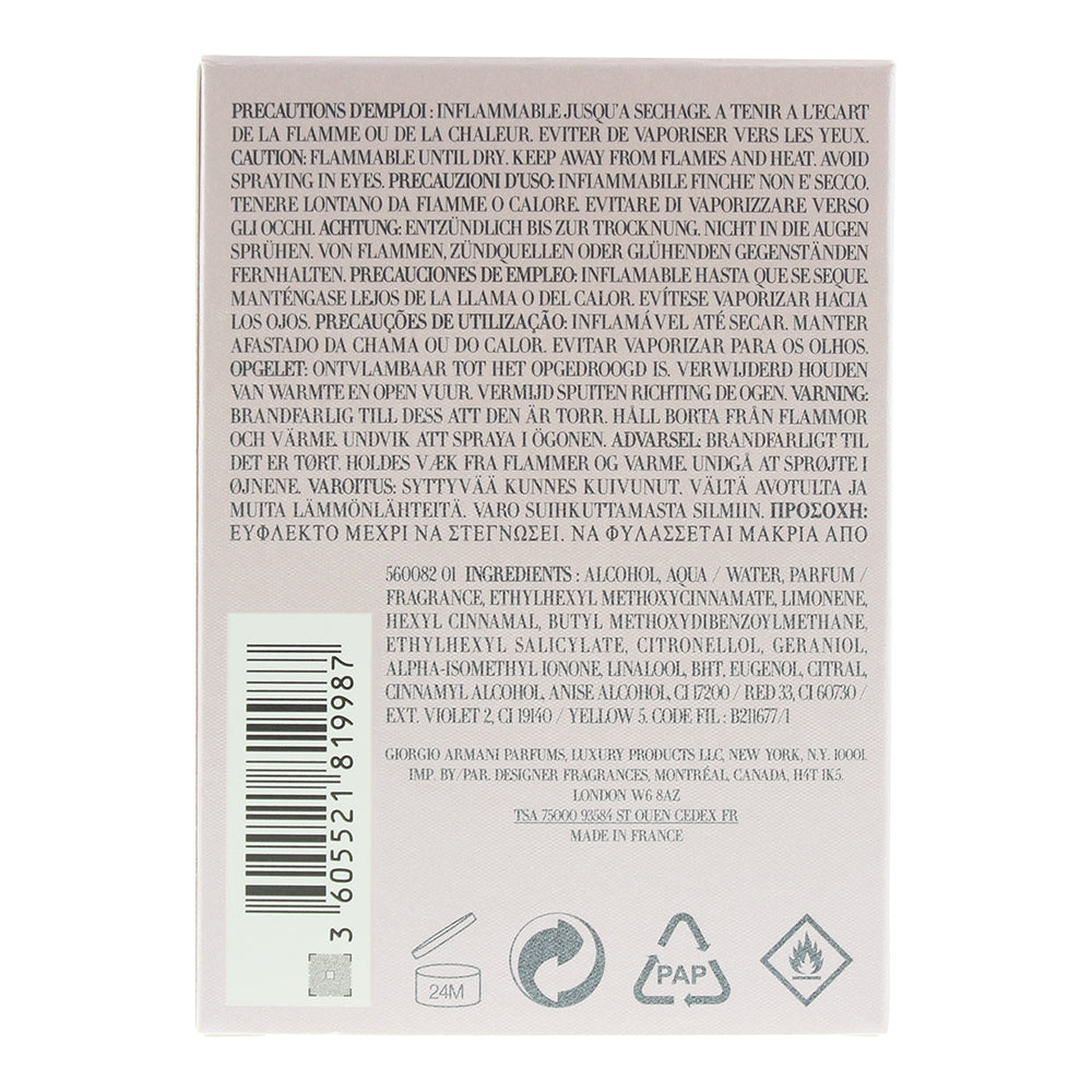 Emporio Armani Diamonds Rose Eau de Toilette 50ml - Ingredients