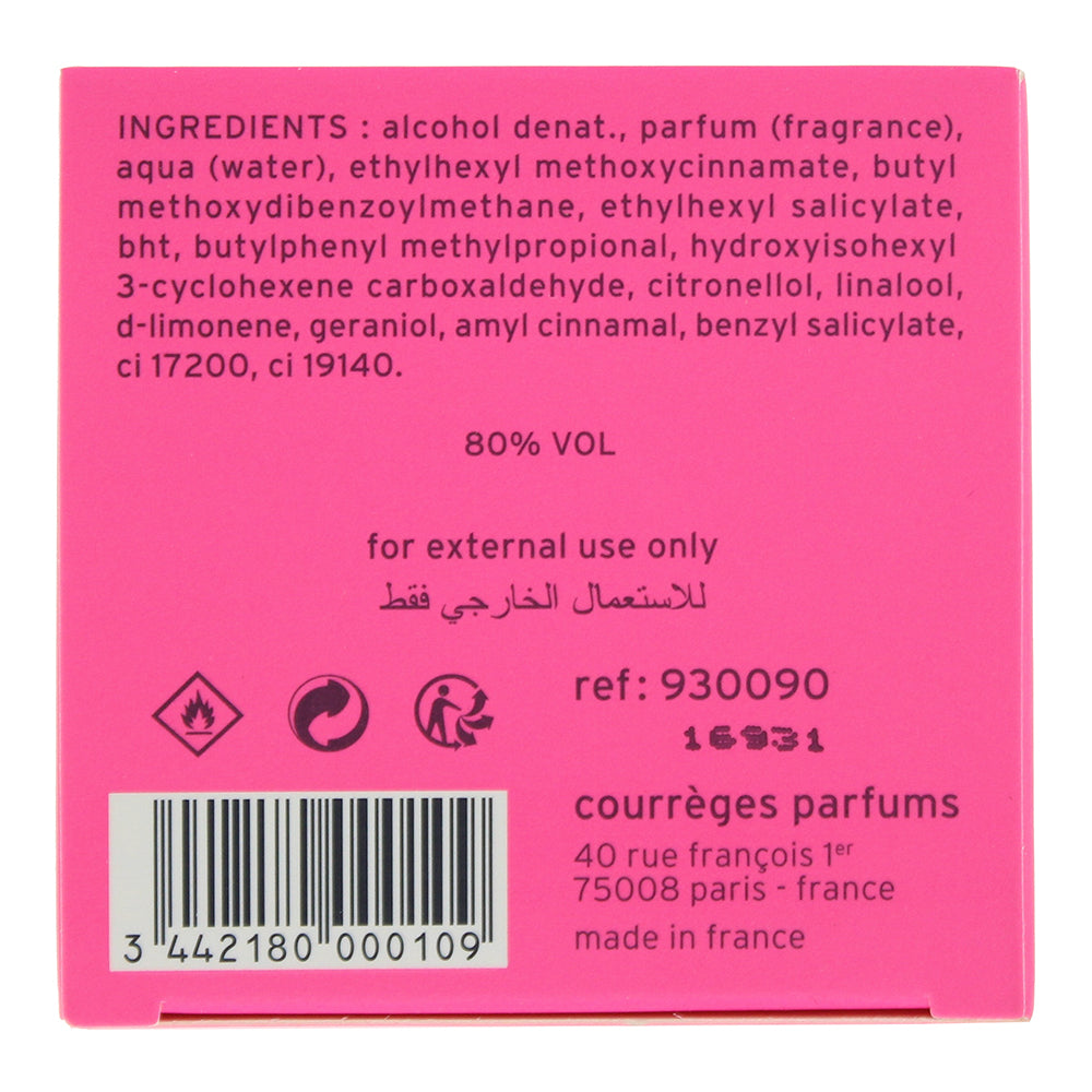 Courrèges Rose Eau de Parfum 90ml - Ingredients
