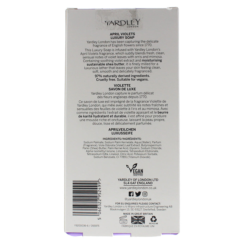 Yardley April Violets Body care Set Gift Set : Soap X 3 100g - Ingredients