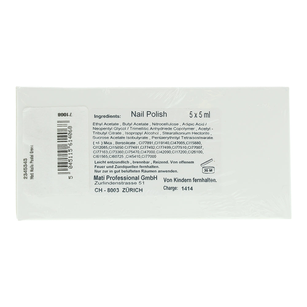 Mati 5 X Green Nail Polish 5ml