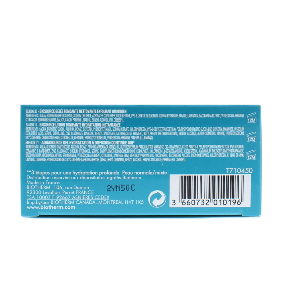 Biotherm Aquasource Skincare Set 3 Pieces Gift Set - Ingredients