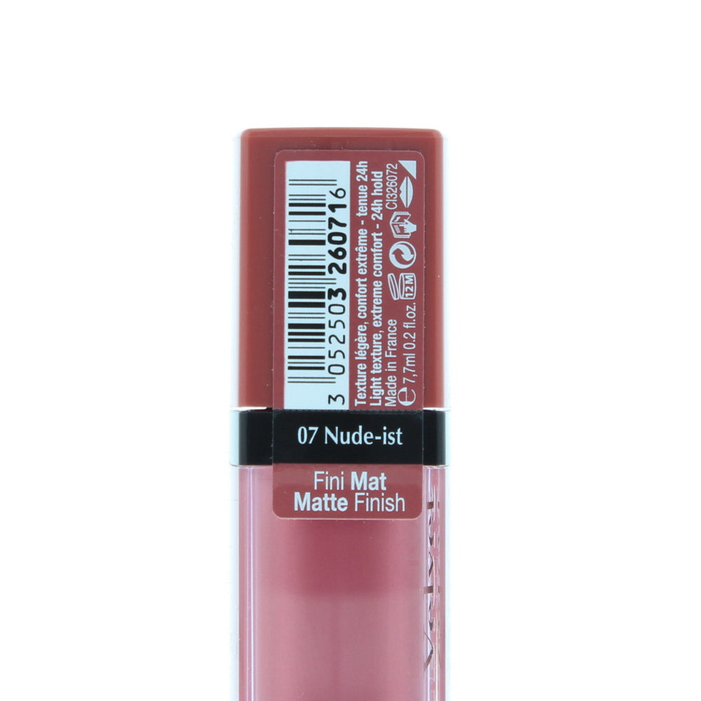 Bourjois Rouge Edition Velvet  07 Nude-Ist Liquid Lipstick 6.7ml
