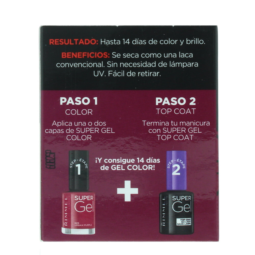 Rimmel Gel Color & Top Coat 025 Urban Purple Nail Polish 12ml