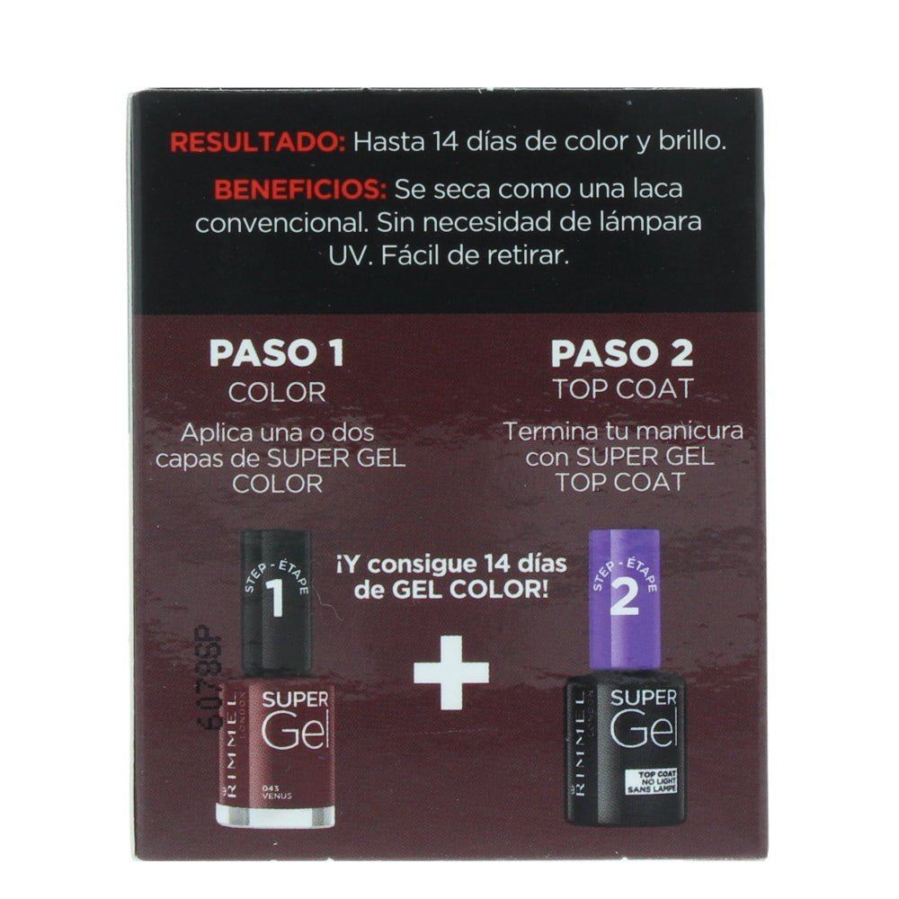 Rimmel Gel Color & Top Coat 043 Venus Nail Polish 12ml