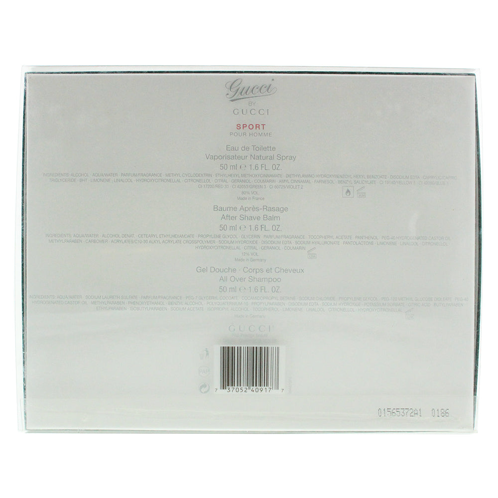 Gucci By Gucci Sport Eau de Toilette 3 Piece Gift Set: Eau de Toilette 50ml - Aftershave Balm 50ml - Shampoo 50ml