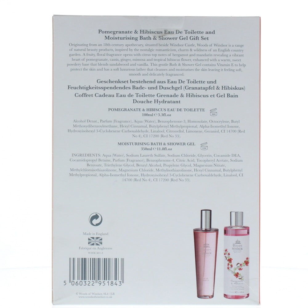 Woods Of Windsor Pomegranate & Hibiscus Eau de Toilette 2 Pieces Gift Set