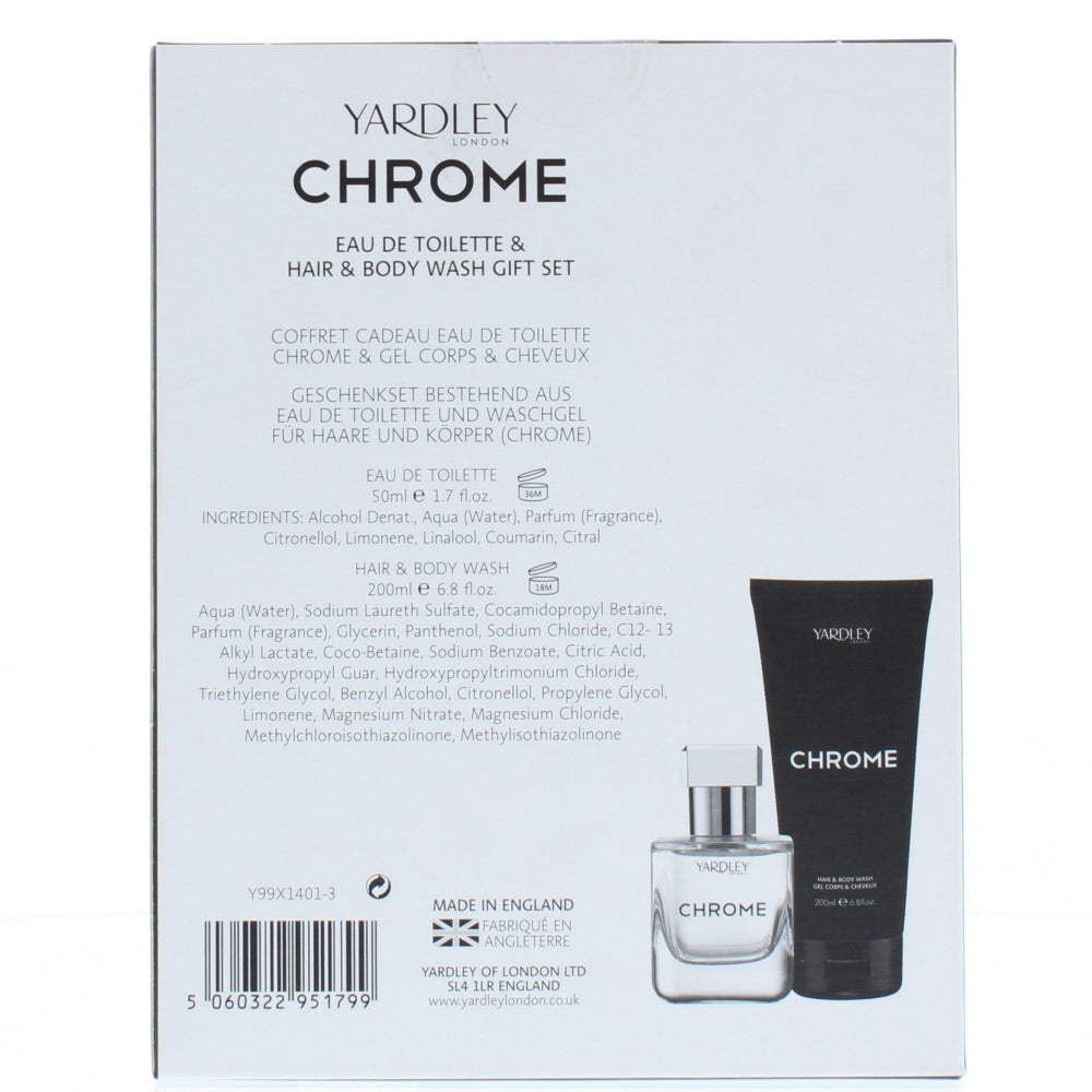 Yardley Chrome Eau de Toilette 2 Pieces Gift Set