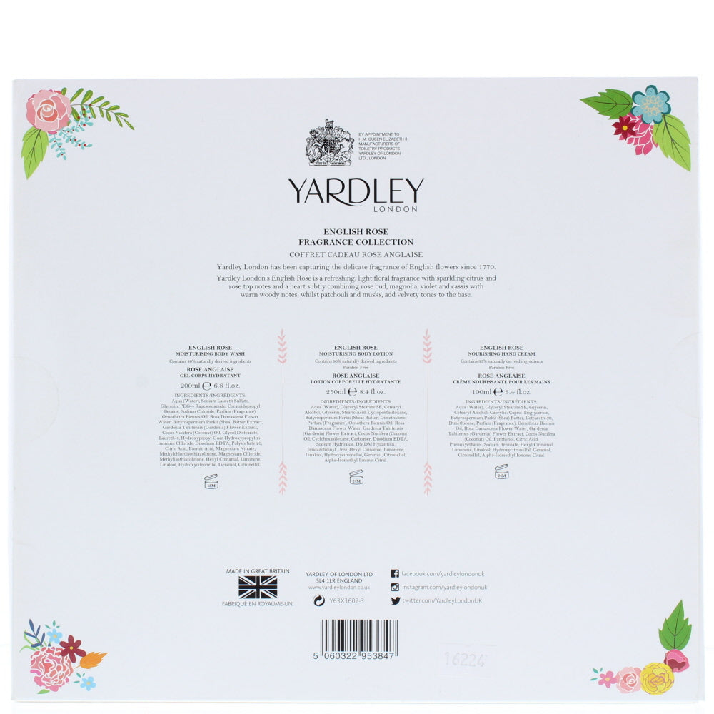 Yardley English Rose Bath & Body 3 Pieces Gift Set