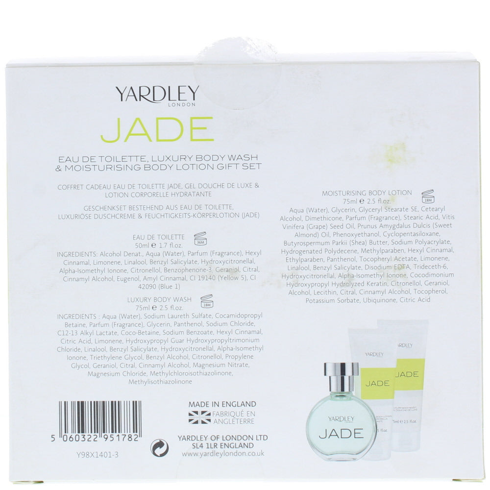 Yardley Jade Eau de Toilette 3 Pieces Gift Set