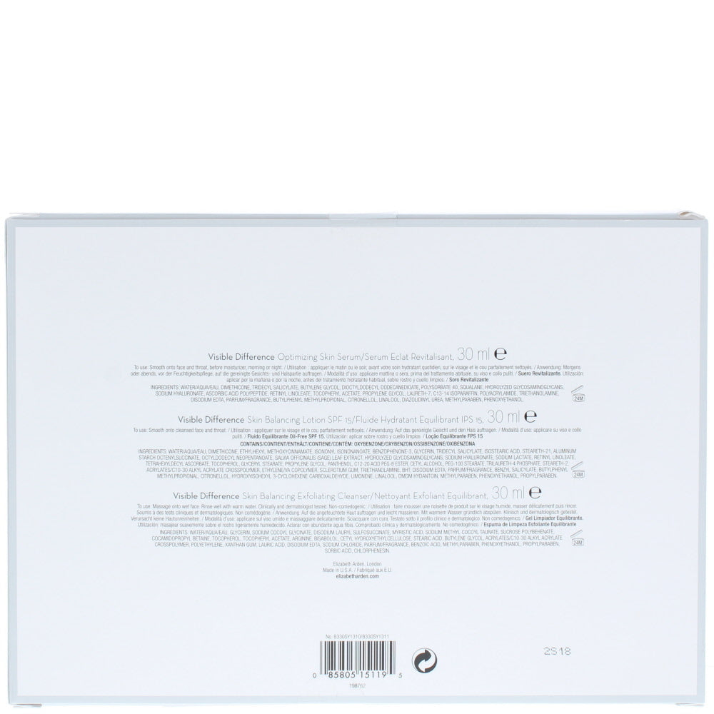 Elizabeth Arden Visible Difference Skincare Set 3 Pieces Gift Set - Ingredients