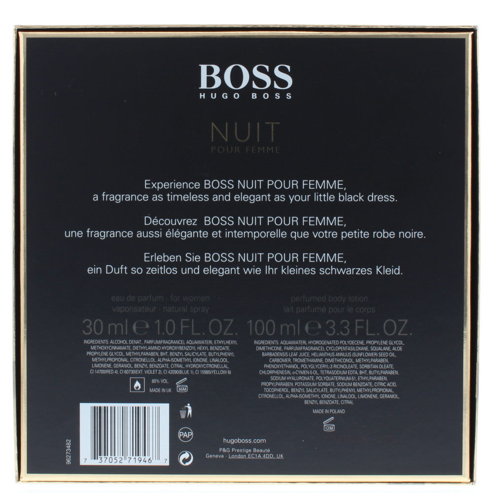 Hugo Boss Nuit Pour Femme Eau de Parfum 2 Pieces Gift Set - Ingredients