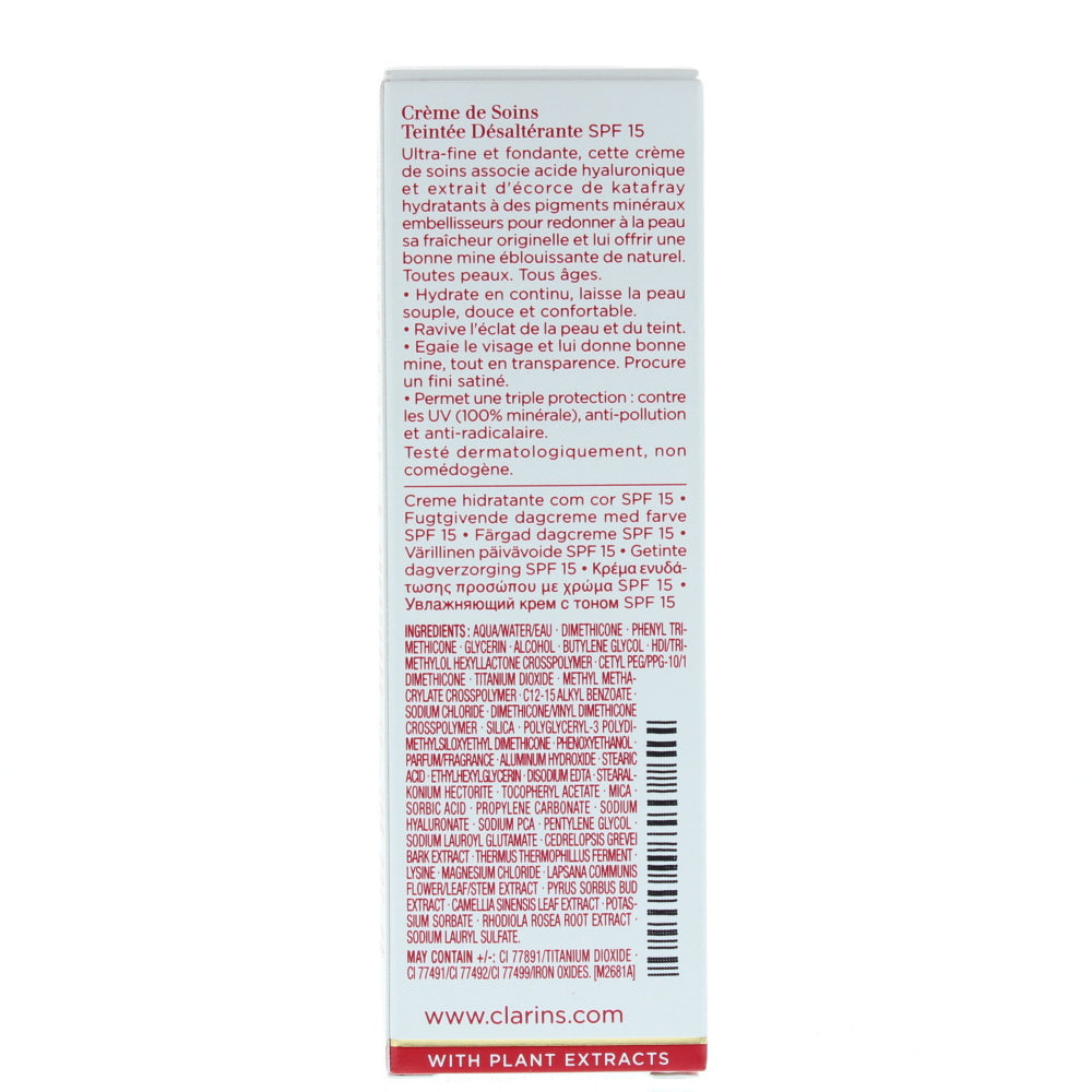 Clarins Hydra Quench 01 Sand Tinted Moisturiser 50ml - Ingredients