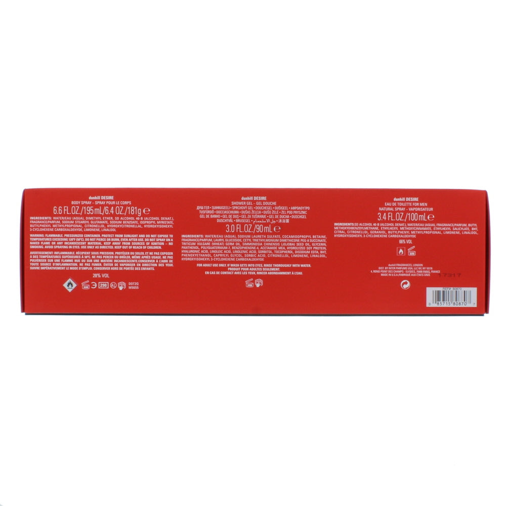 Dunhill Desire Red Eau de Toilette 3 Pieces Gift Set