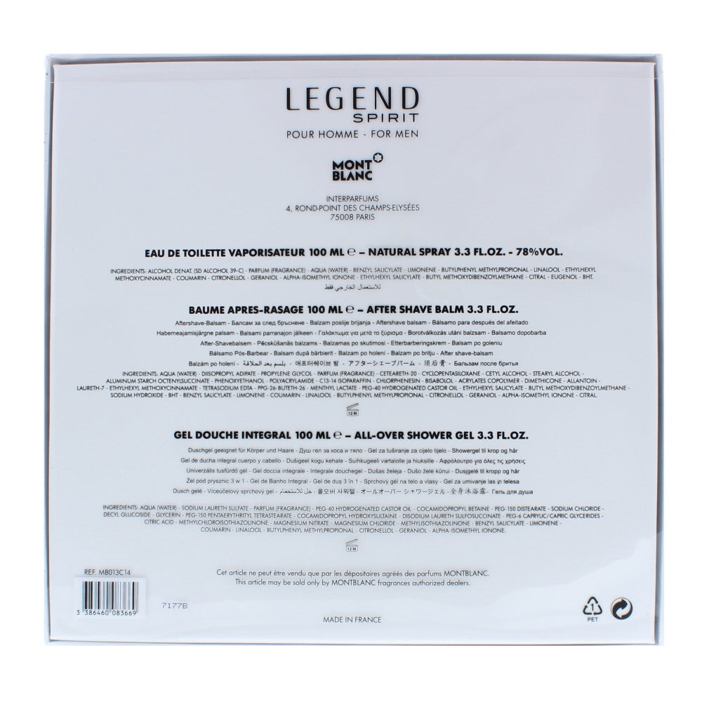 Montblanc Legend Spirit Eau de Toilette 3 Pieces Gift Set