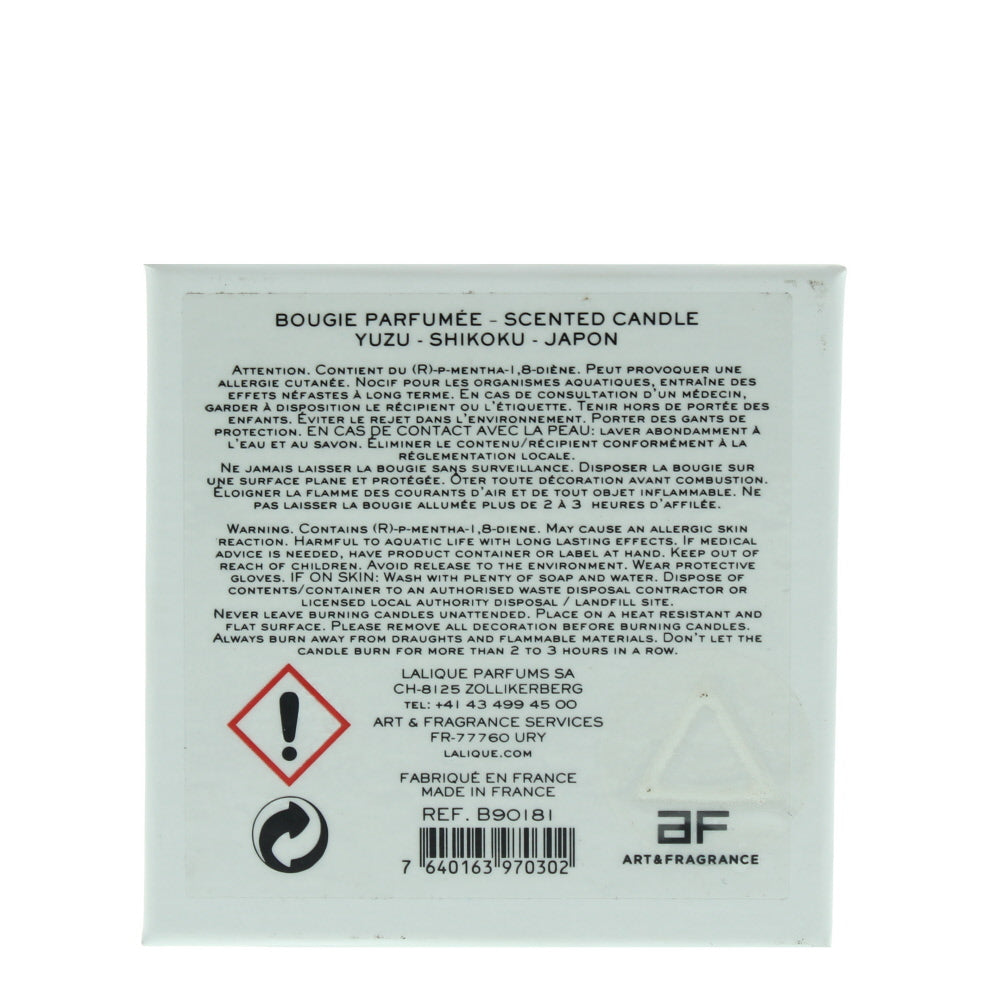Lalique Yuzu Shikoku Japon Candle 190g - Ingredients