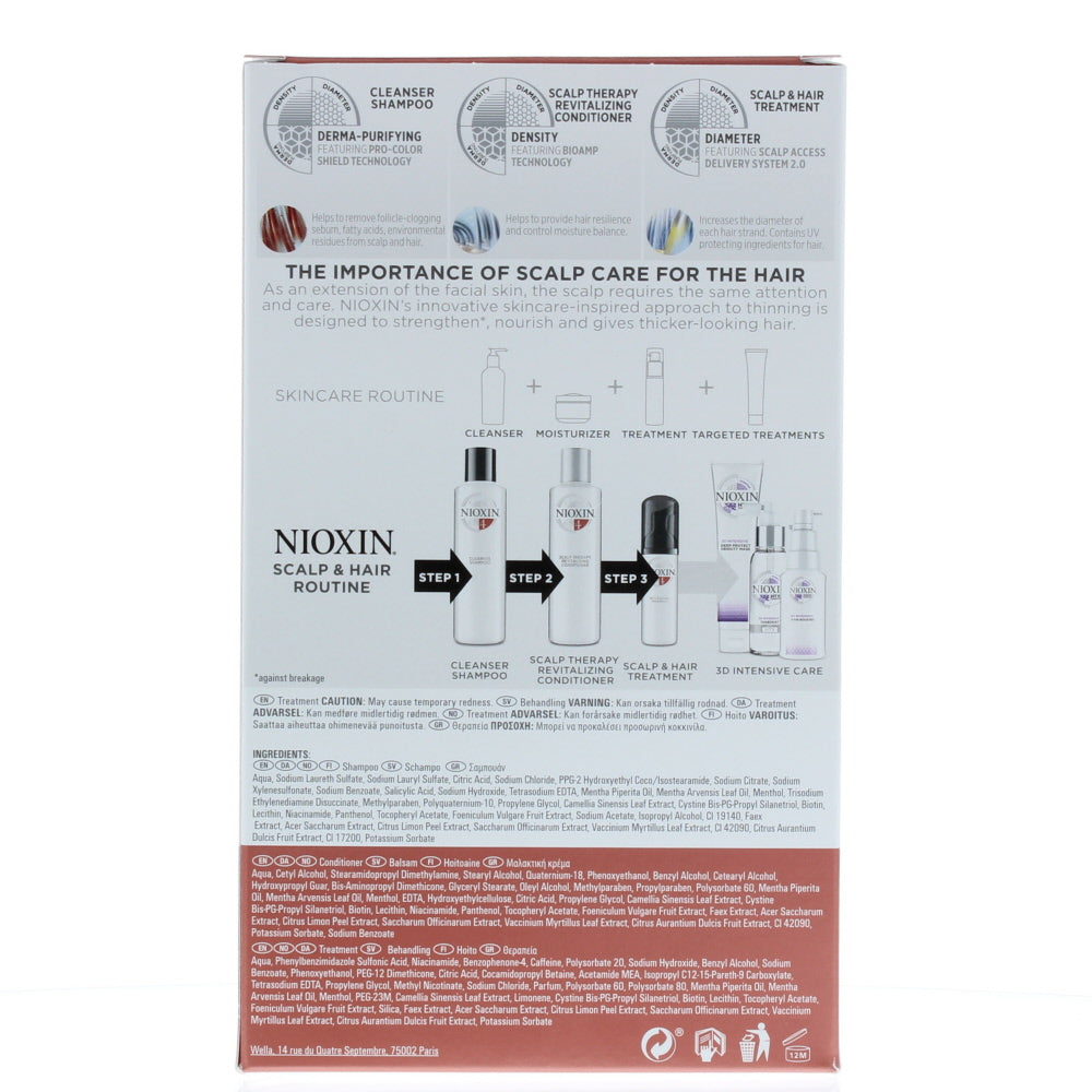 Nioxin 4 Trial Kit System Colored Hair Progressed Thinning Haircare Set Gift Set : Shampoo 150ml - Conditioner 150ml - Treatment 40ml