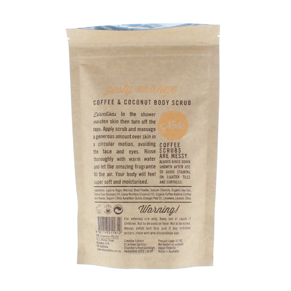 Om She Coffee & Coconut Zesty Orange Body Scrub 200g - Ingredients