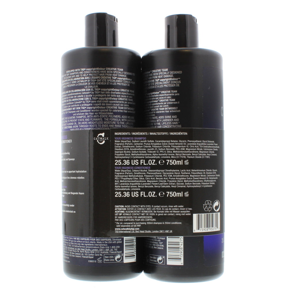 Tigi Catwalk Your Highness Volume Collection Duo Pack Shampoo & Conditioner 750ml