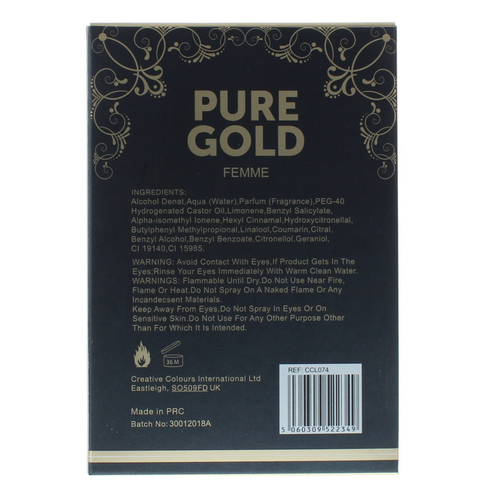 Creative Colours Pour Gold Femme Eau de Toilette 100ml - Ingredients