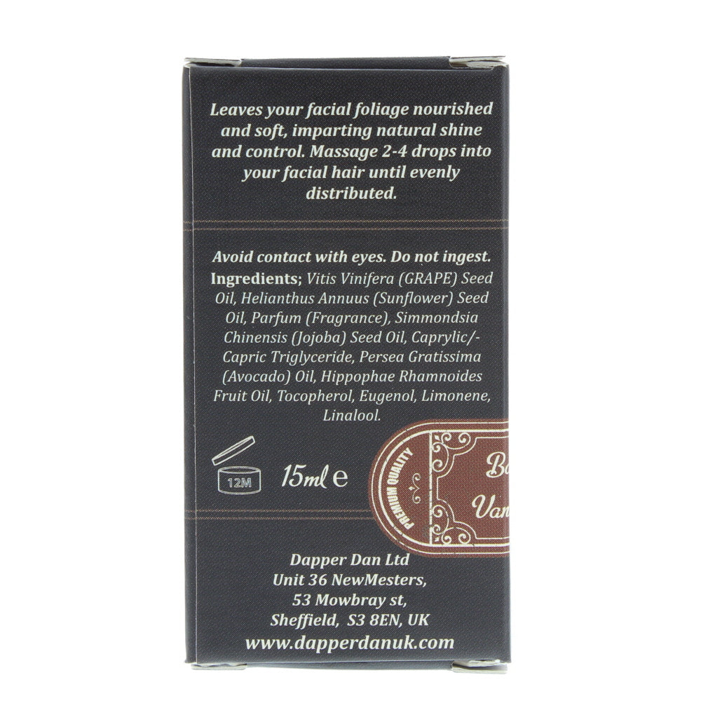 Dapper Dan Vanilla And Tonka Bean Beard Oil 15ml