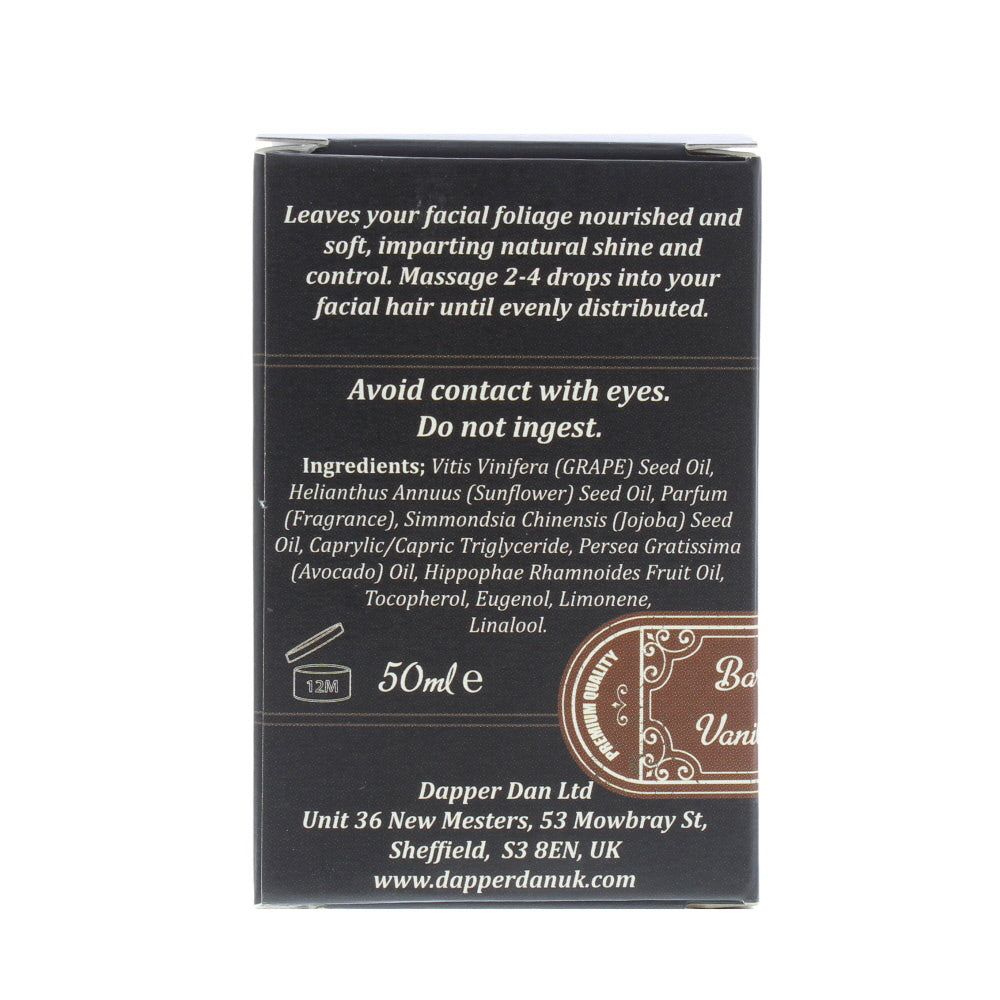 Dapper Dan Vanilla And Tonka Bean Beard Oil 50ml