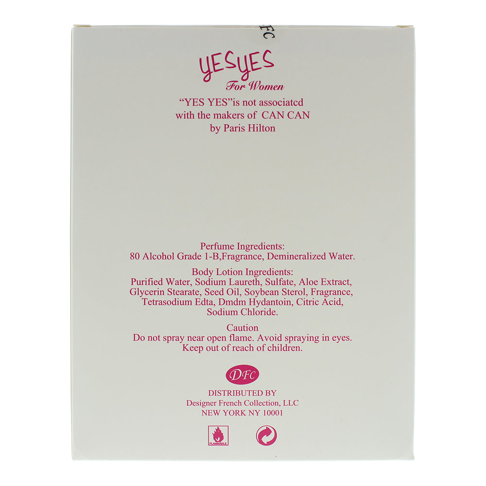 Designer French Collection Yes Yes For Women Eau de Parfum 2 Pieces Gift Set - Ingredients