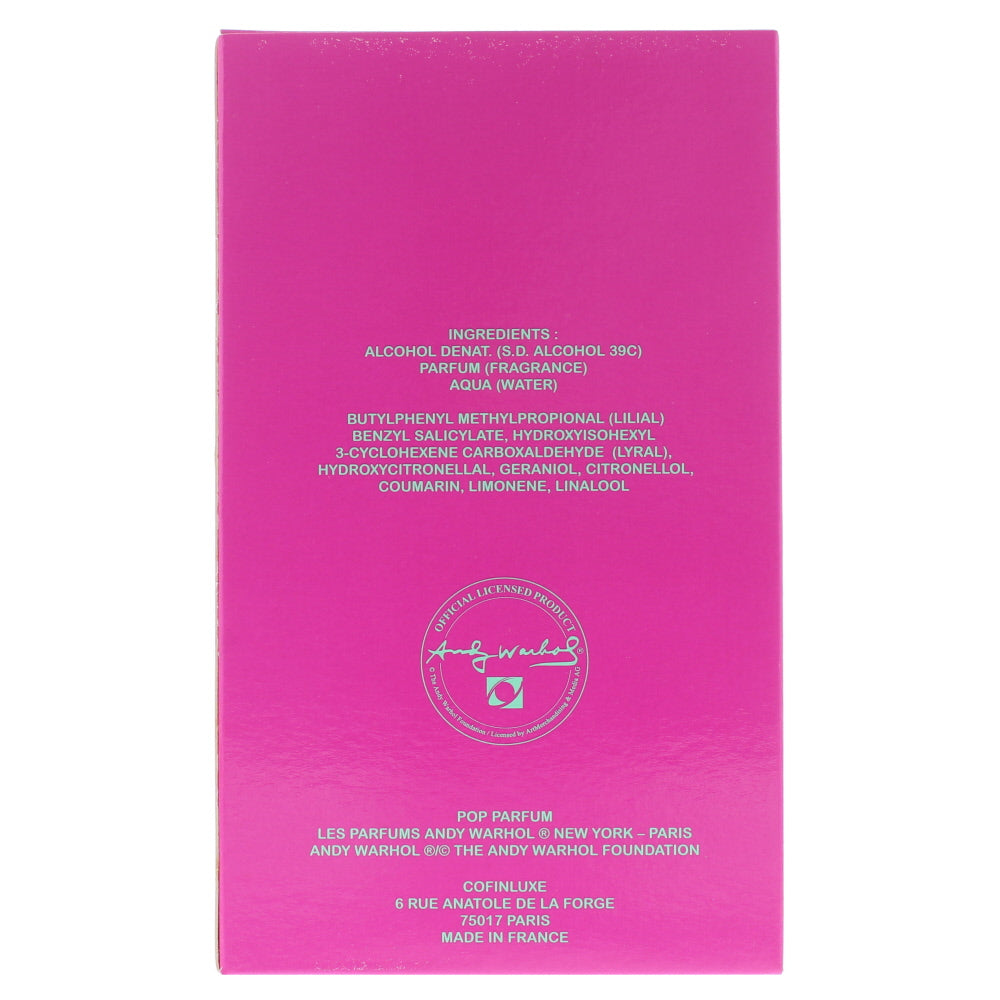 Andy Warhol Pop Eau de Toilette 100ml - Ingredients