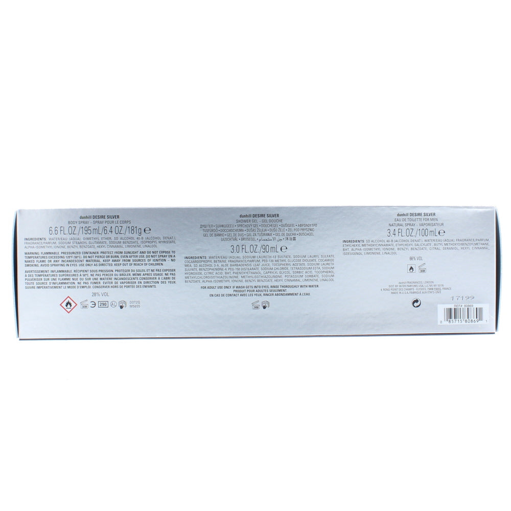 Dunhill Desire Silver Eau de Toilette 3 Pieces Gift Set