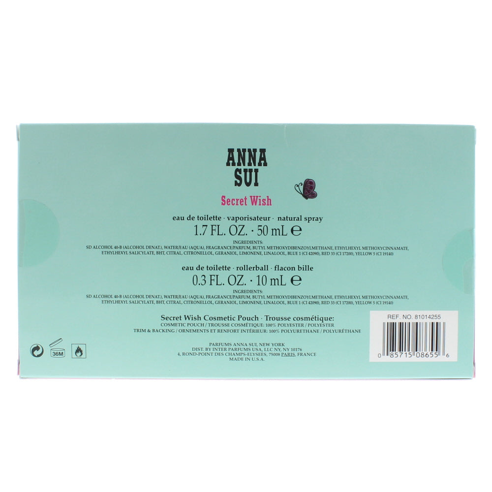 Anna Sui Secret Wish Eau de Toilette 3 Pieces Gift Set - Ingredients