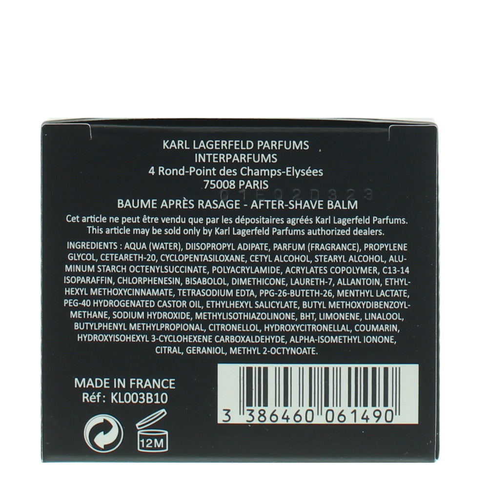 Karl Lagerfeld Pour Homme Aftershave Balm 150ml - Ingredients