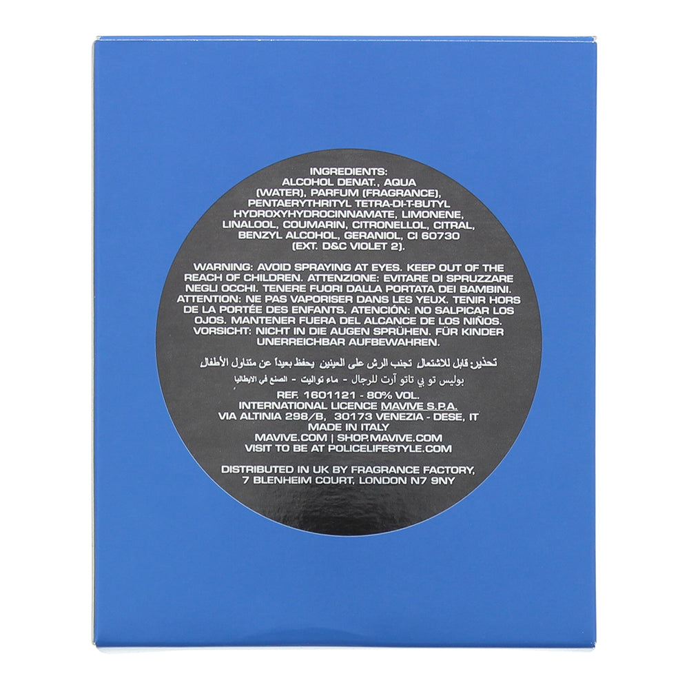 Police To Be Tattooart For Man Eau de Toilette 125ml - Ingredients