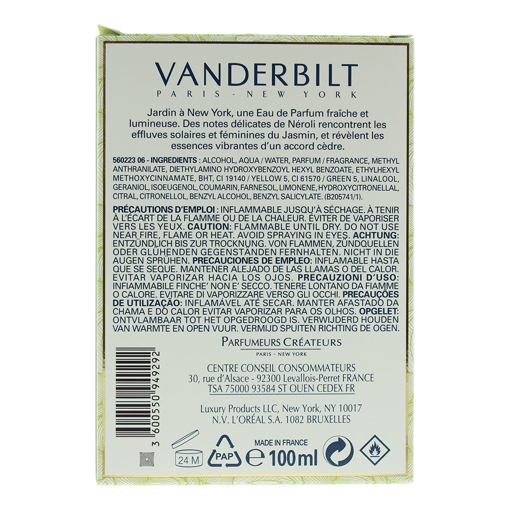 Gloria Vanderbilt Jardin À Newyork Eau De Parfum Fraiche 100ml