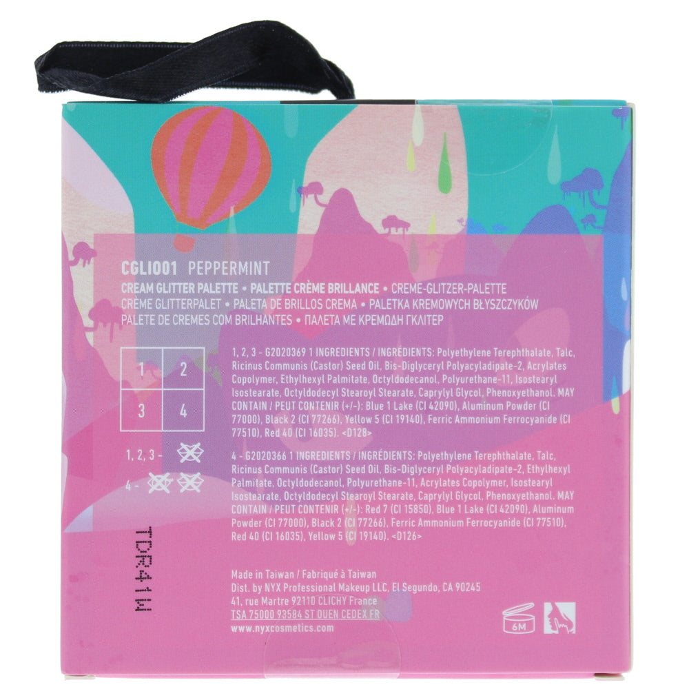 Nyx Nyx Professional Makeup Sprinkle Town Cream Glitter Peppermint Eye Shadow Palette 4 x 1g