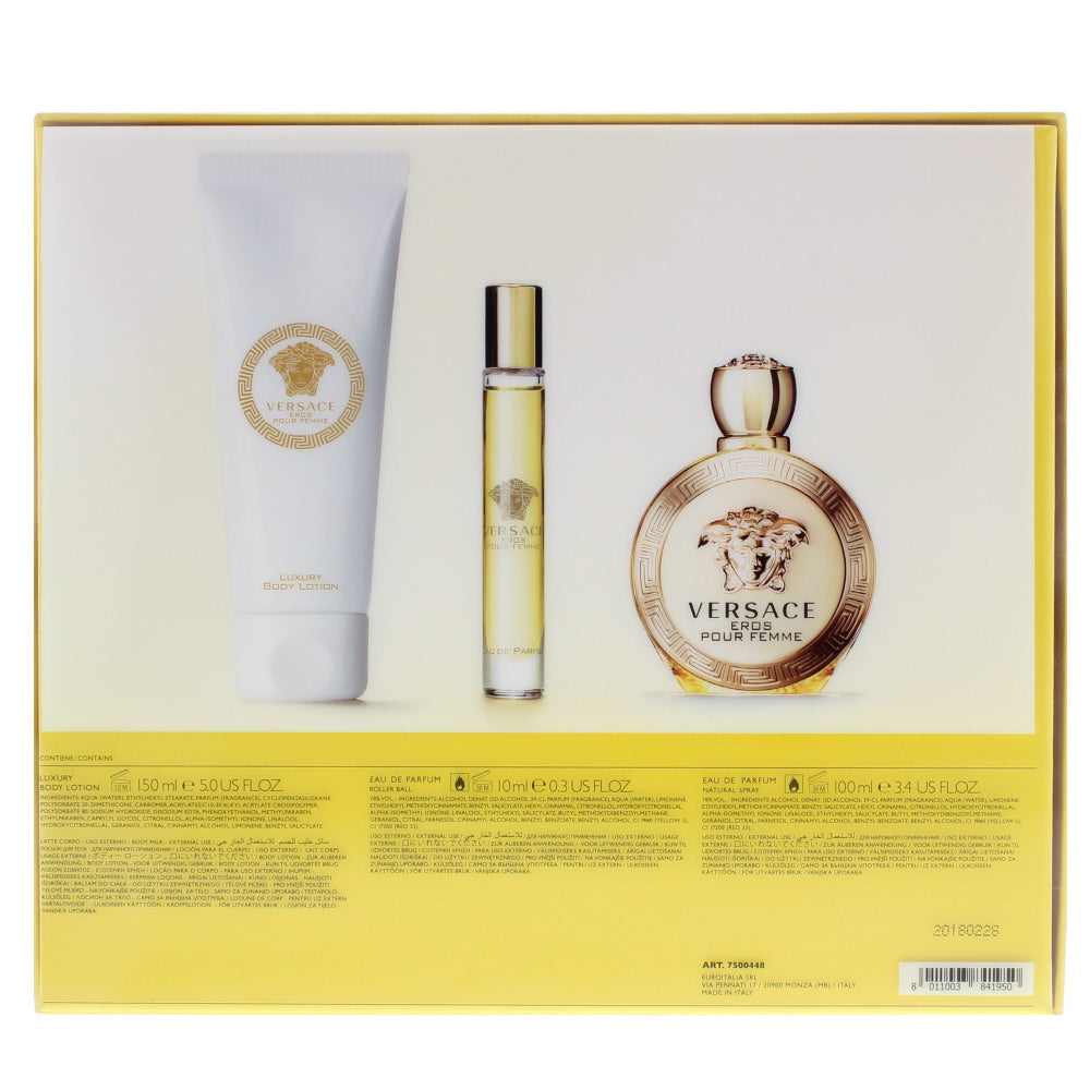 Versace Eros Pour Femme Eau de Parfum 3 Pieces Gift Set - Ingredients