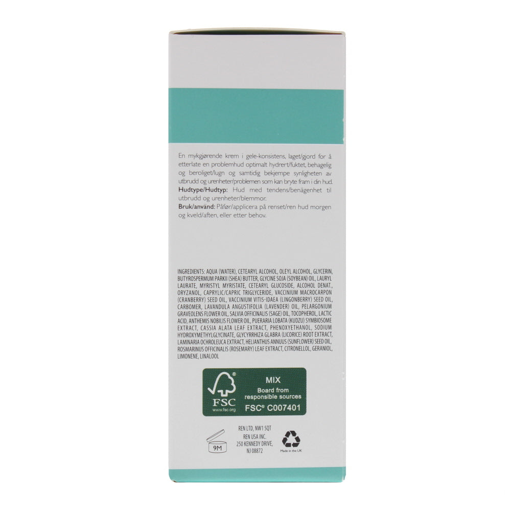 Ren Clearcalm 3 Replenishing Gel Blemish Prone Skin Cream 50ml