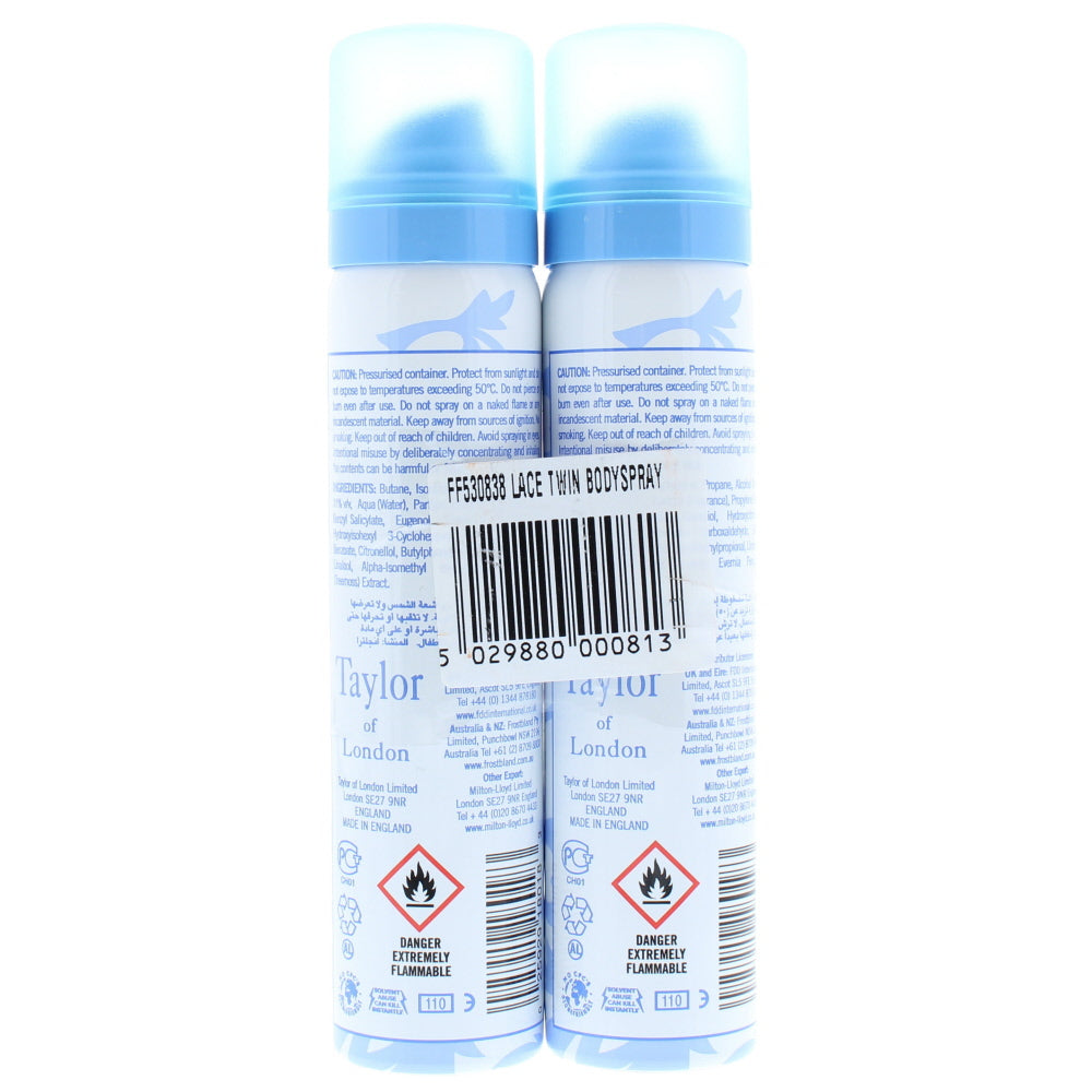 Taylor Of London Lace Duo Body Spray 2 x 75ml - Ingredients