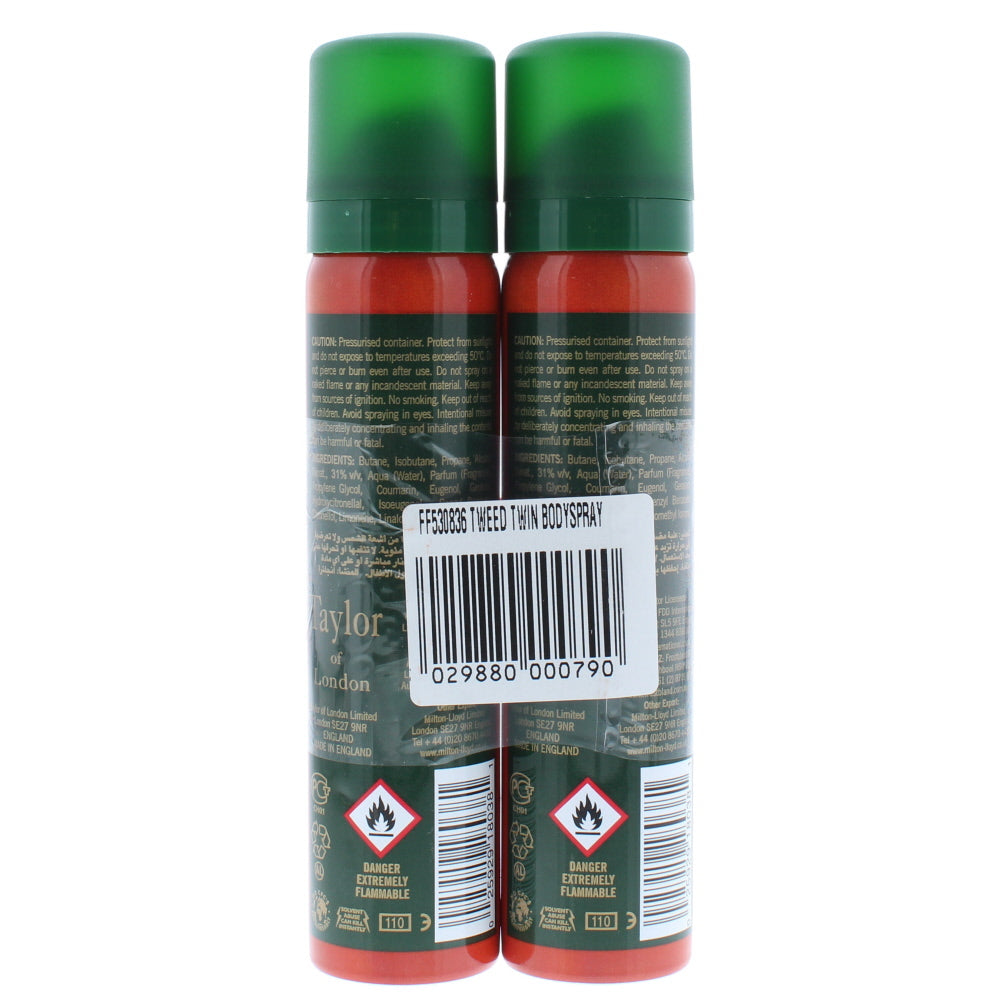 Taylor Of London Tweed Duo Body Spray 2 x 75ml - Ingredients